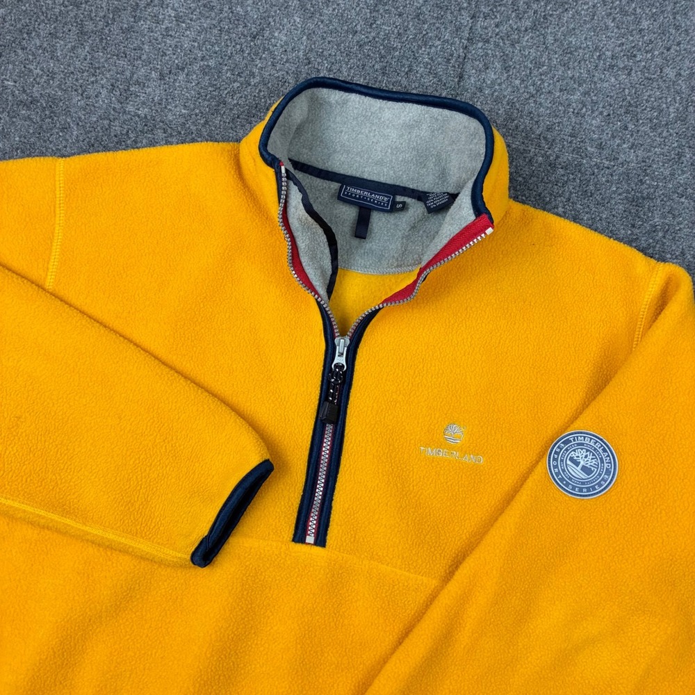 Timberland Sport Series Mens Small Yellow Quarter Zip Fleece Pullover Jacket
